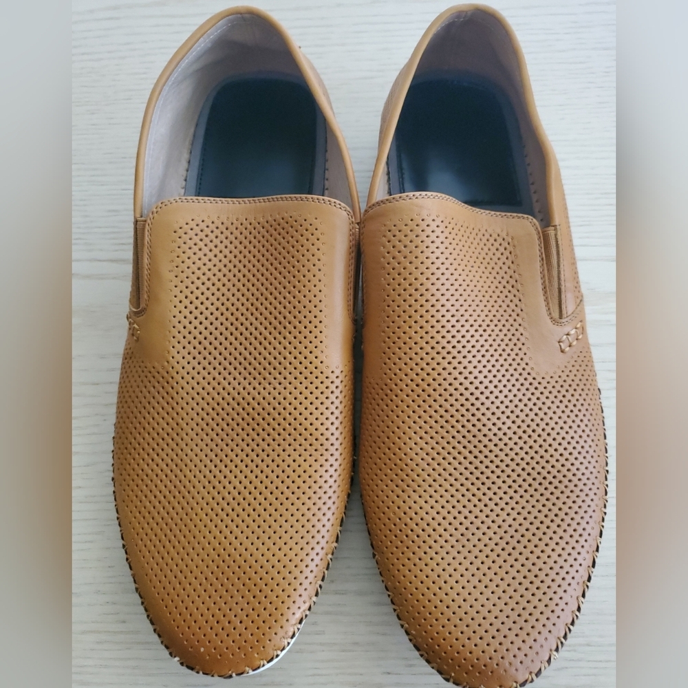Men's Slip-On Perforated Casual Loafers - Tan By Zanzare Size 12